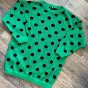 Vintage Green Polkadot Graphic Sweater | Liz Sport 1990s